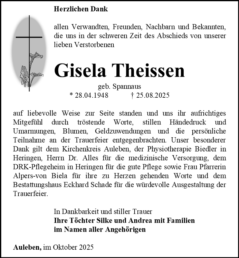 Danksagung (Foto: Bestattungshaus Eckhard Schade)