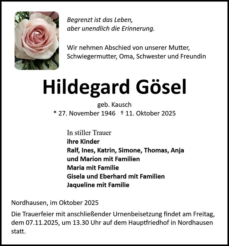 Traueranzeige (Foto: Bestattung Baumgarten)