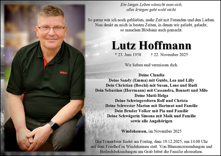 Traueranzeige (Foto: Schade)