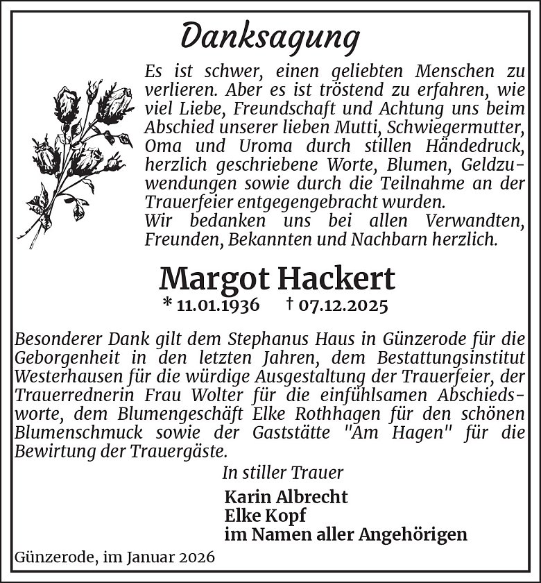 Danksagung (Foto: Best. Westerhausen)