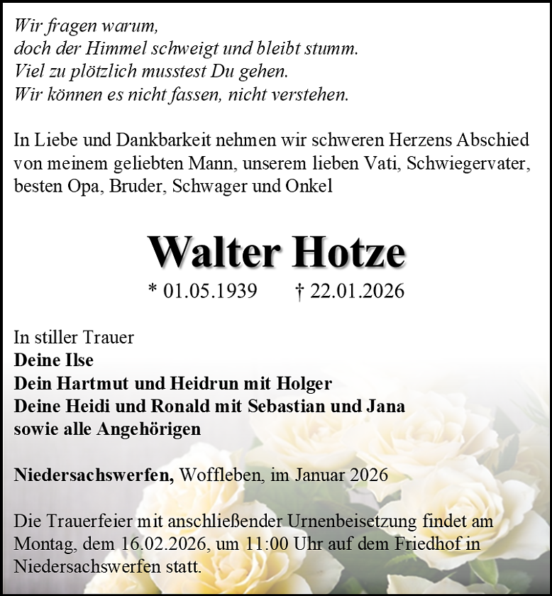 Traueranzeige (Foto: Schade)