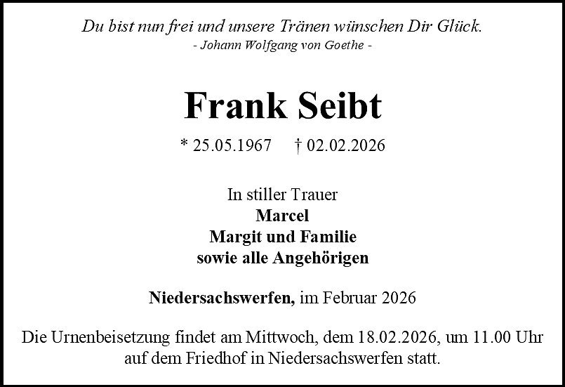 Traueranzeige (Foto: Schade)