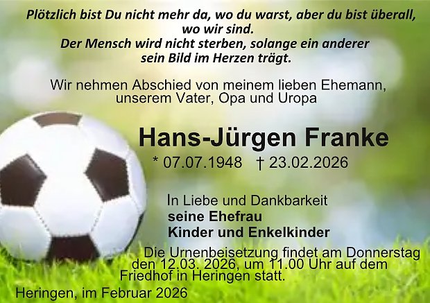 Traueranzeige (Foto: Kramer)