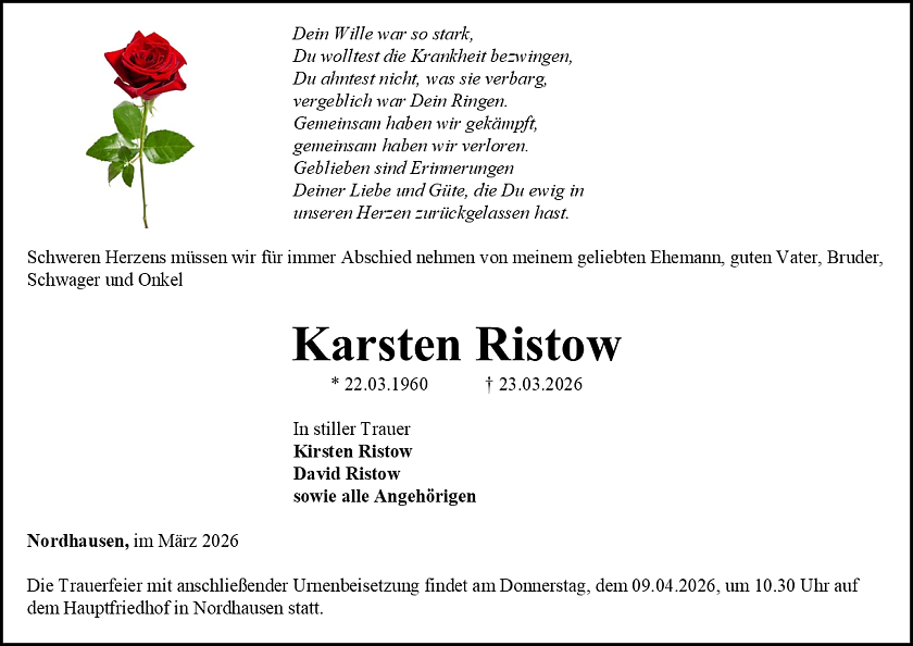 Traueranzeige (Foto: Schade)