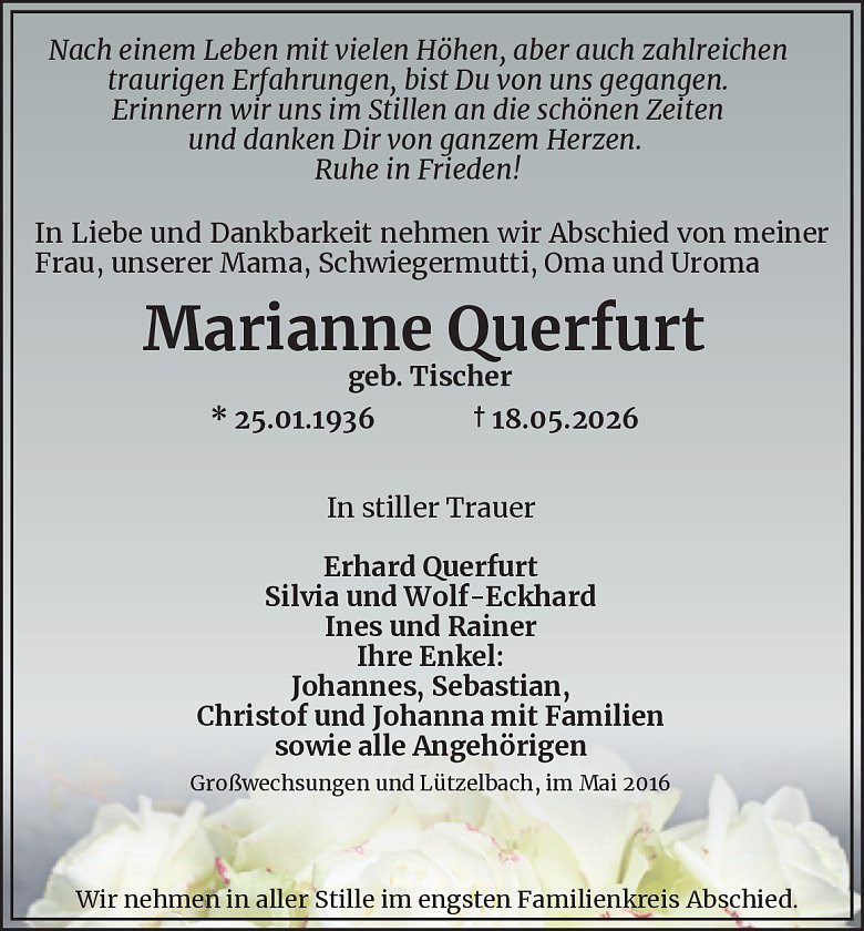 Traueranzeige (Foto: Best. Westerhausen)
