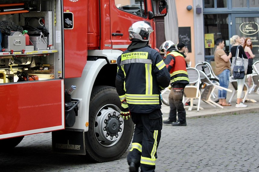 Feuerwehreinsatz in der Innenstadt von Bad Langensalza