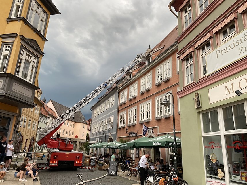 Feuerwehr&uuml;bung in der Bad Langensalzaer Altstadt