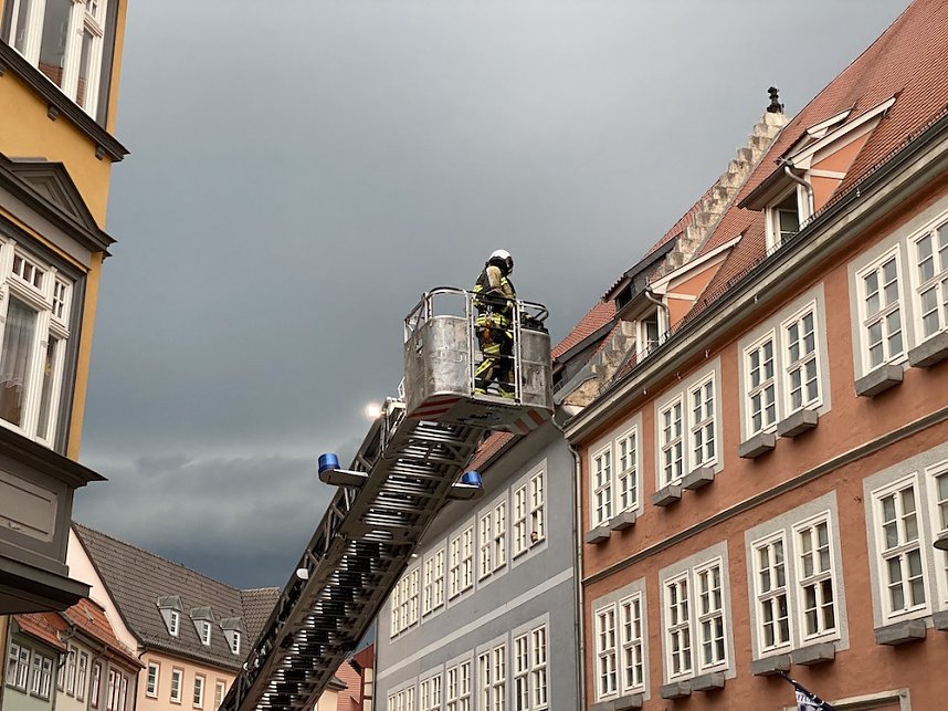 Feuerwehr&uuml;bung in der Bad Langensalzaer Altstadt