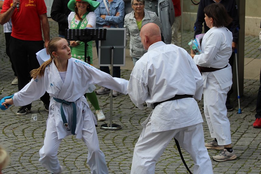 Teilnehmerinnen und Teilnehmer des Festumzuges zum 211. Brunnenfest in Bad Langensalza 
