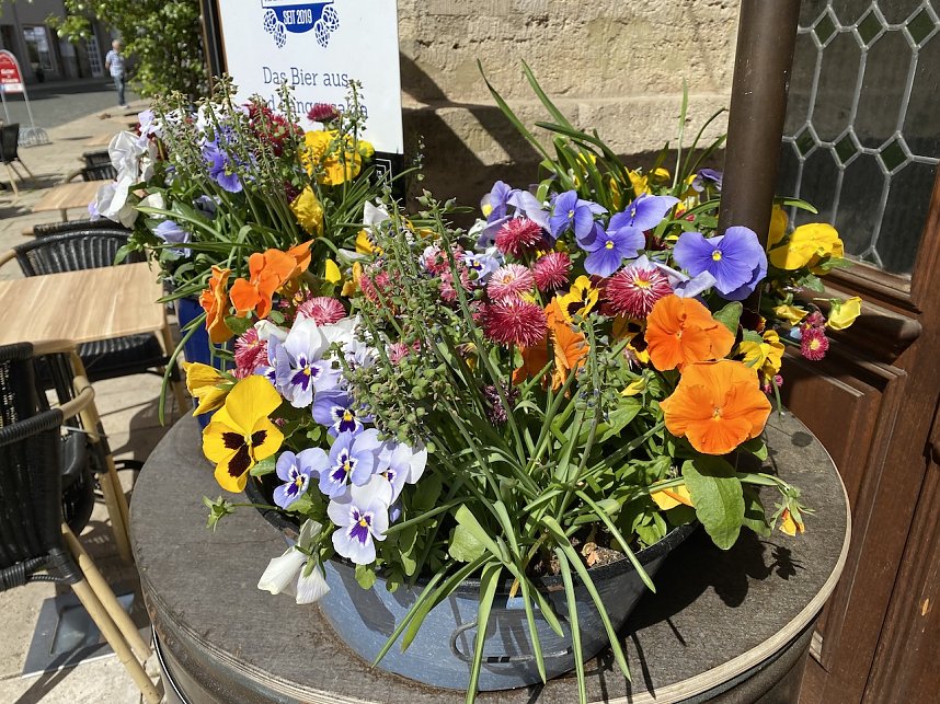 Das Jahr 2024 in Bad Langensalza - Blumenschmuck vor der Ratswaage