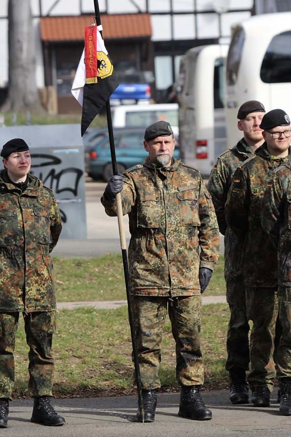 Verabschiedungsappell von Major Baumbach (Aufkl&auml;rungsbataillons 13 - Standort Gotha) auf dem Jahnplatz in Bad Langensalza